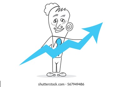 Businessman Character - Success Graph. A character designed to explain business topics such as finance.