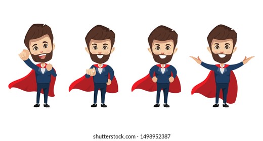 Businessman Character In Super Hero Concept With Red Cover.