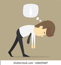 Businessman character tired. Hard work. VECTOR