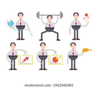 carácter de empresario en varias ilustraciones de poses vectoriales
