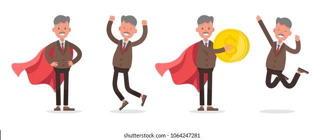 businessman character vector design. Presentation in various action with emotions, standing, walking and working.