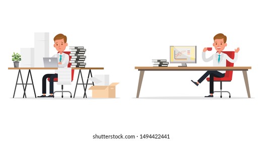 Diseño de Vector de personaje de hombre de negocios. Presentación en varias acciones. no7