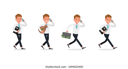 businessman character vector design. Presentation in various action. 