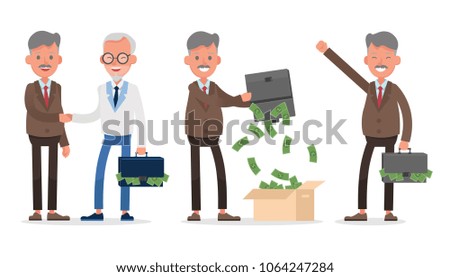 businessman character vector design. Presentation in various action with emotions, standing, walking and working.