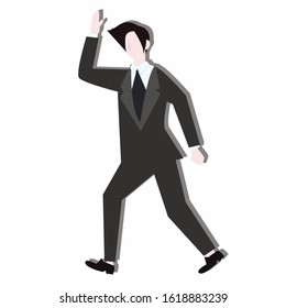 Businessman character walking  concept. Creative idea design. Flat vector illustration for template, brochure, web page or presentation.