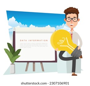 Businessman Character and white paper vector design
