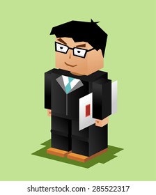 Businessman Character. Businessman working. Businessman bring file illustration. Flat design. Professional.