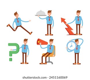 businessman characters in different poses vector set
