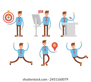 businessman characters in different poses vector set