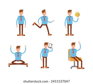 businessman characters in different poses vector set