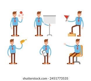 businessman characters in different poses vector set