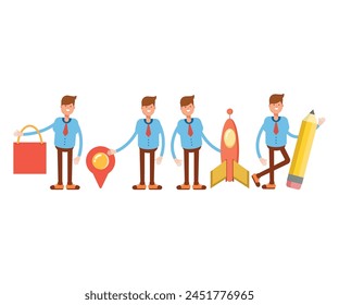 businessman characters in different poses vector set