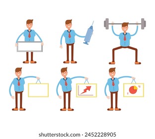 businessman characters in different poses vector set