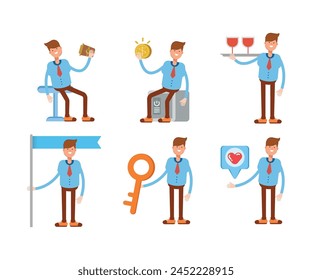 businessman characters in different poses vector set