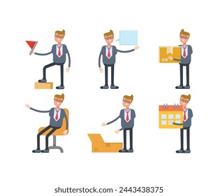 personajes de negocios establecidos en varias poses ilustración vectorial