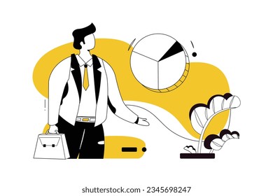 Businessman and chart, Business Flat Style Illustration