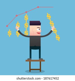 Businessman with chart dollar 
