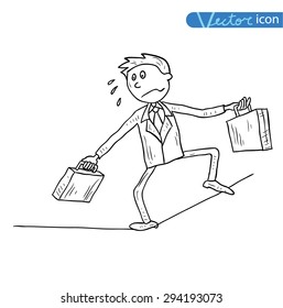 Businessman in a chart going down