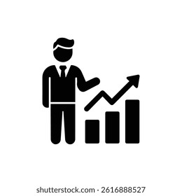 Businessman with Chart and Upward Arrow Representing Success in Business Strategies