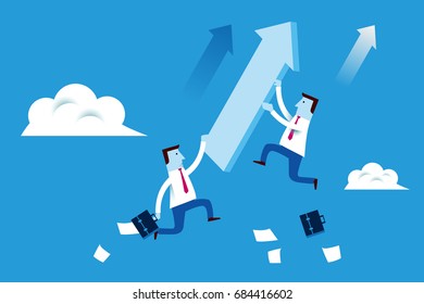 Businessman chasing achievement concept