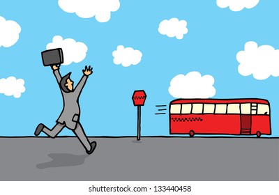 Businessman Chasing A Bus