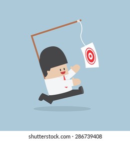 Businessman chasing his target, Motivation concept, VECTOR, EPS10