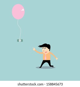 Businessman chasing money 