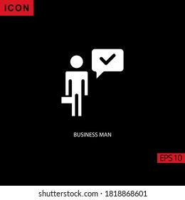 icono vectorial aprobado por el chat del empresario. Icono de ilustración para gráficos, interfaces de medios impresos y diseño web.
