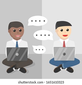 businessman chatting by laptop design