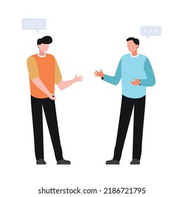 Businessman Chatting with speech bubbles abstract concept. talking each other, communicate on social networks and discuss news. conversation between friends. flat vector illustration