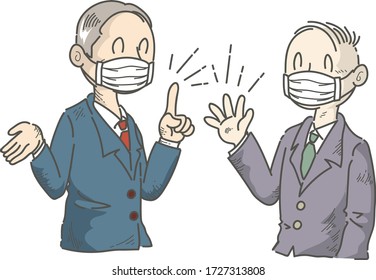 Businessman chatting, wearing a mask - Coronavirus prevention