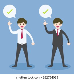Businessman with check mark 