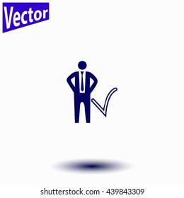 Businessman with check mark icon.