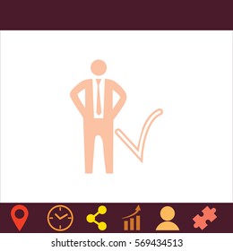 Businessman with check mark  icon. Vector design. 
