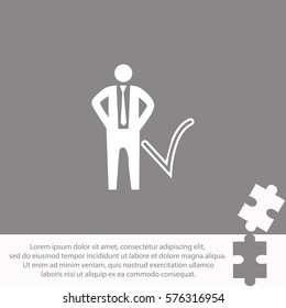 Businessman with check mark  icon Vector design.