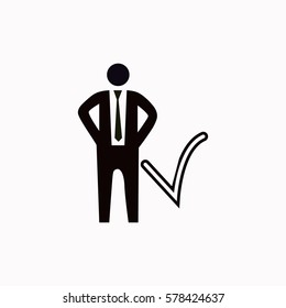 Businessman with check mark  icon. Vector design.