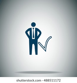 Businessman with check mark vector icon