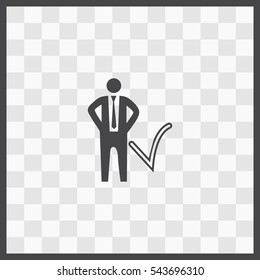 Businessman with check mark vector icon. Isolated illustration. Business picture.