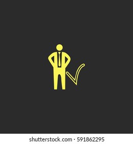 Businessman with check mark vector  icon.