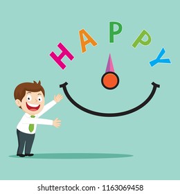Businessman with a checked happiness, illustration vector cartoon