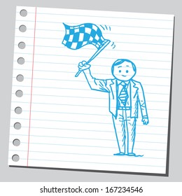 Businessman with checkered flag