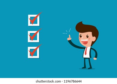Businessman checking box icon.