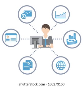 businessman checking computer