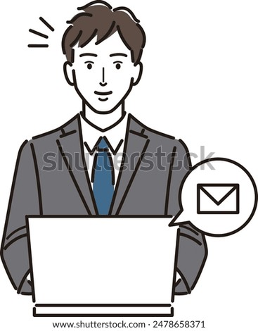 Businessman checking email on a PC