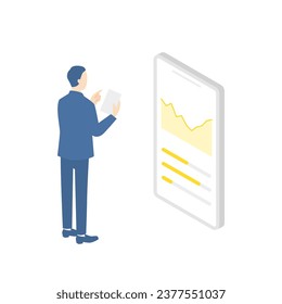 Businessman checking graph on smartphone