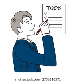 Businessman Checking Todo List and Managing Work Tasks Illustration