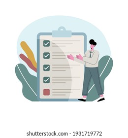 businessman with checklist avatar character