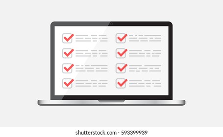 Businessman checklist with notebook. Check list icon vector illustration.