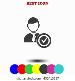 Businessman checkmark icon. 