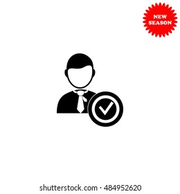 Businessman checkmark vector icon isolated on white background.
